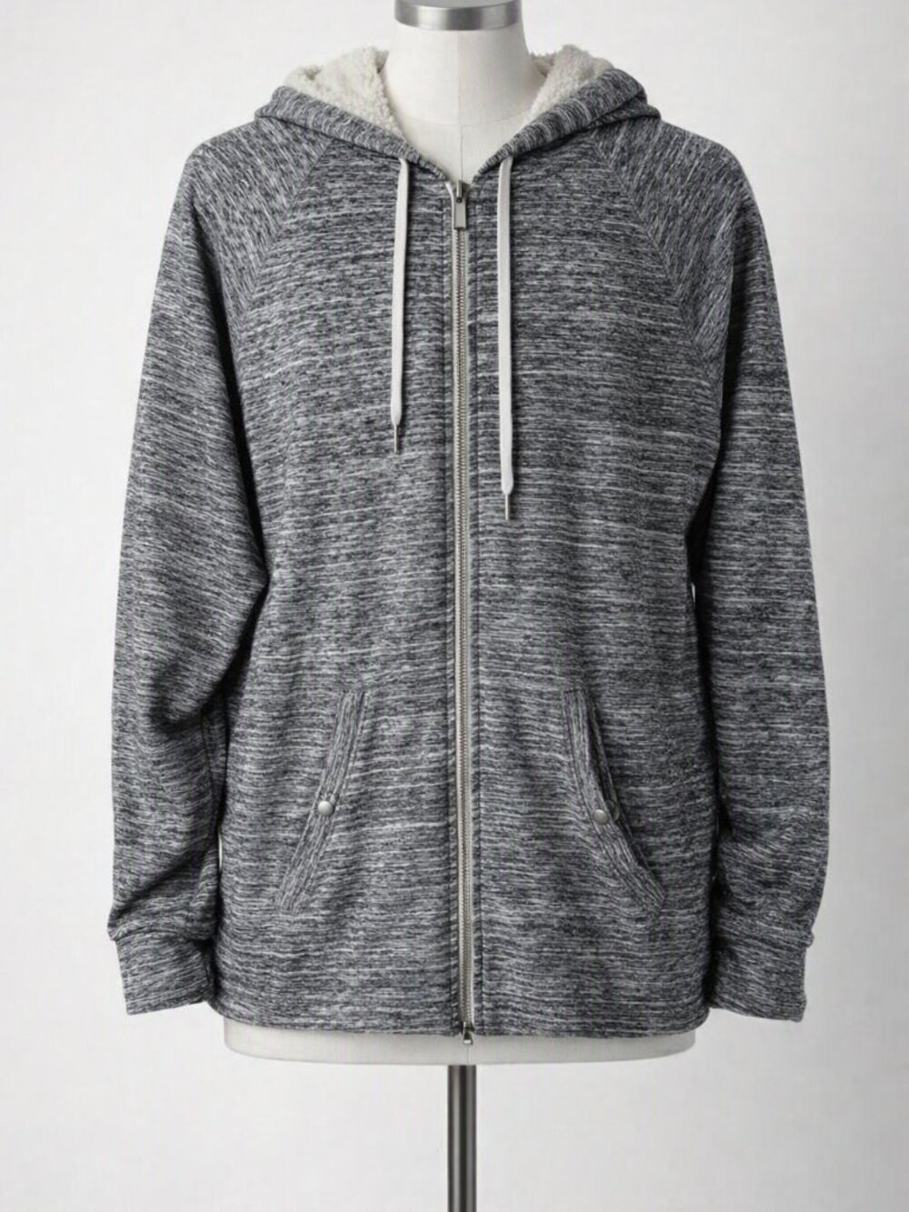 STYLE & CO Heather Gray Full Zip Hoodie Size XL NWOT Lightweight Sweatshirt - Picture 2 of 15